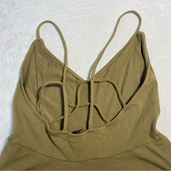 Strappy Skater Dress Olive Strappy Back Mini Stretchy Tank Peplum fit & flare S - Picture 9 of 13